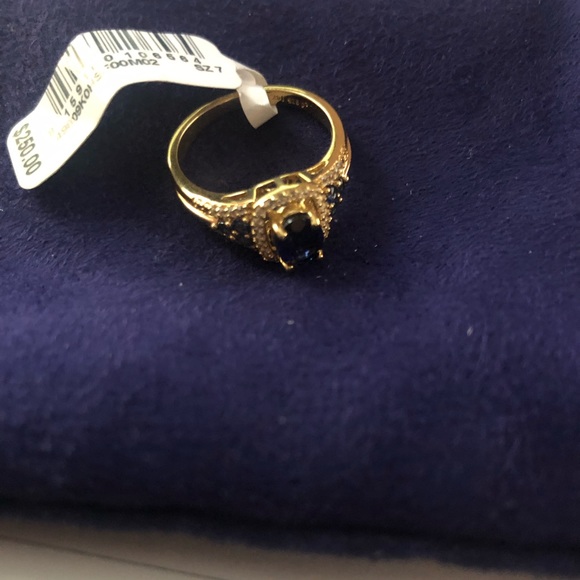 14kt gold over sterling silver lab created sapphire ring. BNWT  size 7 - Picture 5 of 5